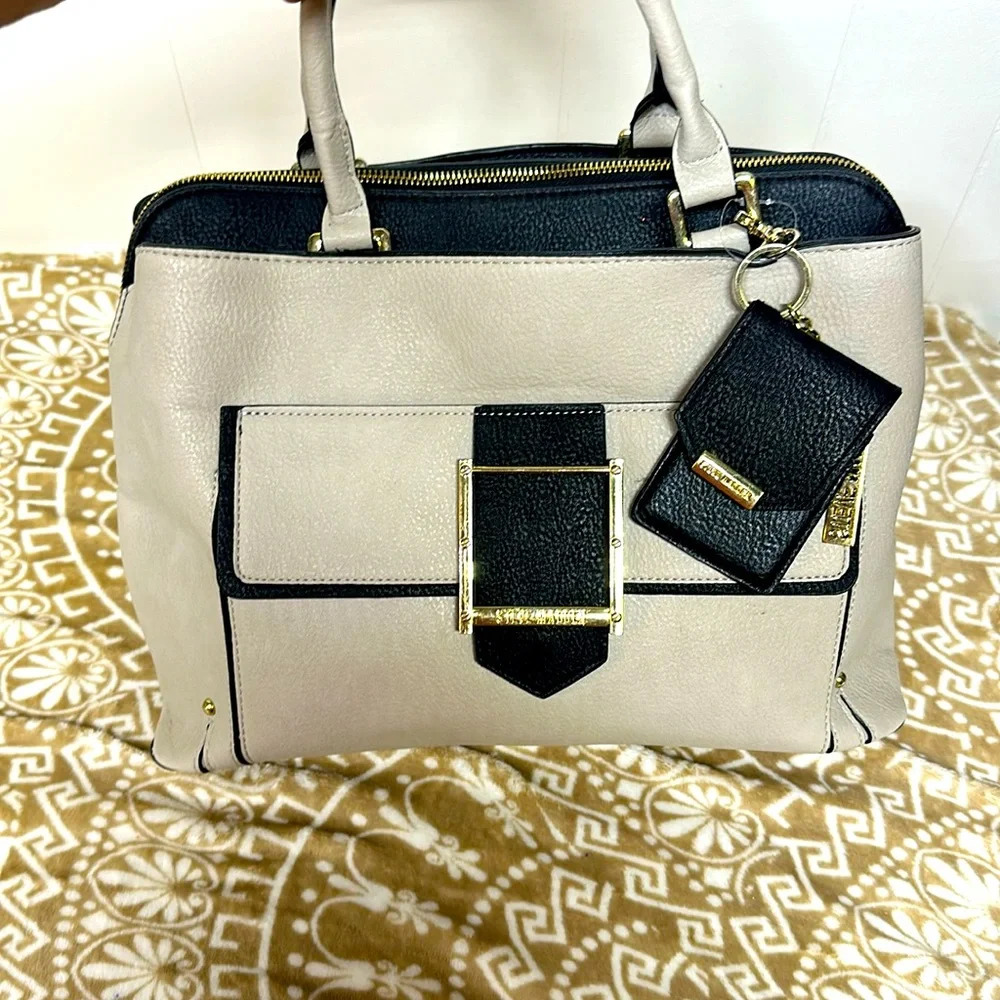 Steve Madden Beige and Black Tote Bag